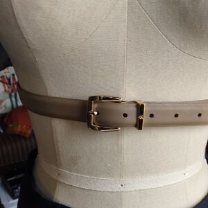 Calvin Klein Taupe Leather Trouser Belt